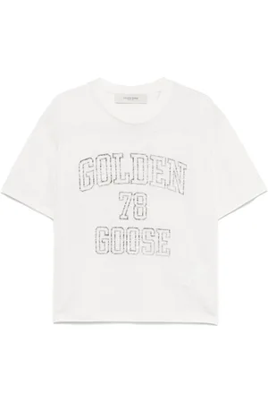 Golden Goose Tops, Dames, Wit, S, Katoen, T-shirt met logo-print