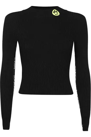 BARROW Truien, Dames, Zwart, L, Polyester, Logo Patch Crew-neck Sweater