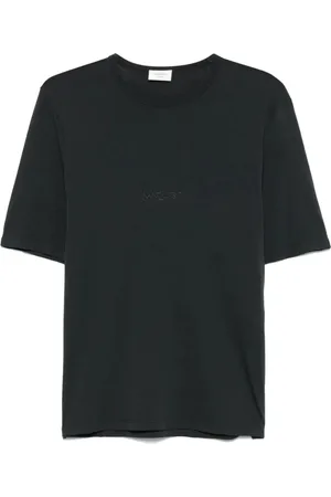 Saint Laurent Tops, Heren, Zwart, S, Katoen, T-shirt met korte mouwen en ronde hals