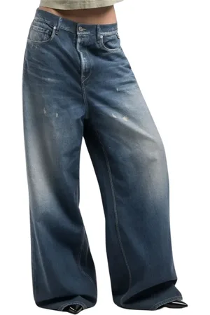 Replay Jeans, Dames, Blauw, W27, Katoen, Donkerblauwe Tejano Loose-fit Jeans