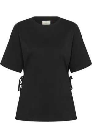 Kaffe Tops, Dames, Zwart, M, Katoen, Zwart Diep Tee met Halve Mouwen