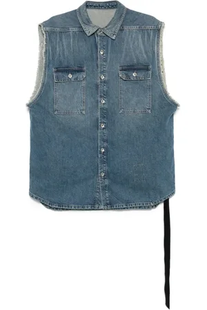 Rick Owens Jassen, Heren, Blauw, M, Donkere Schaduw Buitenkleding met Banddetail