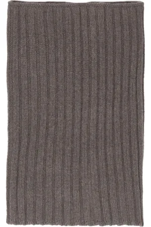 Rick Owens Accessoires, Dames, Grijs, ONE Size, Kasjmier, Geribbelde Gebreide Circulaire Sjaal