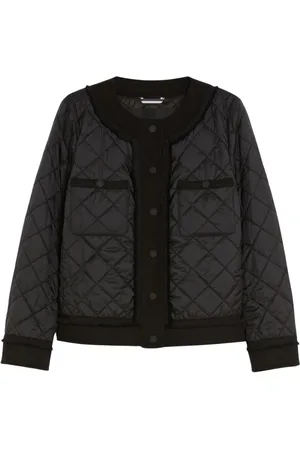Max Mara Jassen, Dames, Zwart, XS, Wol, Korte gewatteerde jas met Luxepad vulling