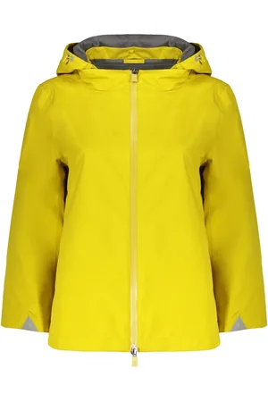 HERNO Jassen, Dames, Geel, XS, Polyester, Waterdichte regenjas met capuchon en contrasterende voering