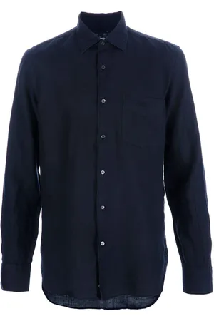 Aspesi Overhemden, Heren, Blauw, S, Linnen, Navy Shirt