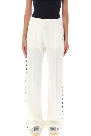 Golden Goose Broeken, Dames, Wit, S, Polyester, Wide Jogging Broeken Papyrus Ss 25