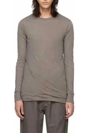 Rick Owens Tops, Heren, Bruin, XL, Katoen, Double Long Sleeve T-shirt Dust