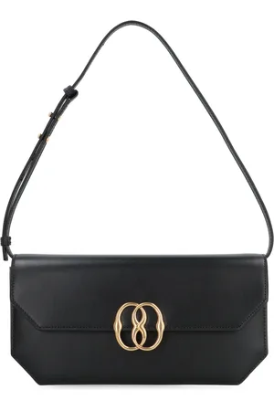 Bally Tassen, Dames, Zwart, ONE Size, Leer, Leren Schoudertas met Flapsluiting