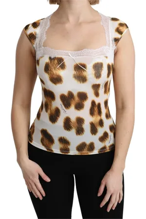Roberto Cavalli Tops, Dames, Veelkleurig, XS, Leopard Lingerie Top