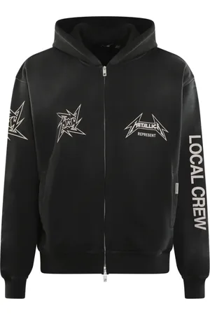 Represent Sweatshirts & Hoodies, Heren, Zwart, M, Metallic Zip-through Sweatshirt