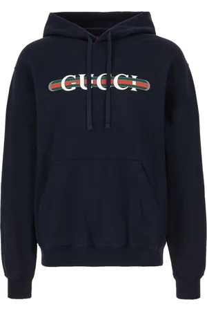 Gucci Sweatshirts & Hoodies, Heren, Blauw, S, Katoen, Hooded sweatshirt van bedrukte katoenen jersey