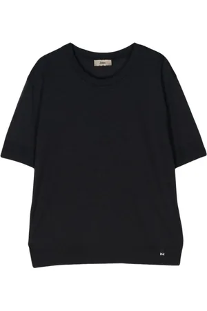 HERNO Tops, Dames, Zwart, L, Katoen, Jersey Knit T-Shirt
