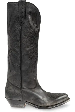 Golden Goose Schoenen, Dames, Grijs, 36 EU, Leer, Leren Cowboylaarzen