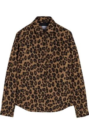 Aspesi Blouses & Shirts, Dames, Bruin, M, Katoen, Overhemd met luipaardprint