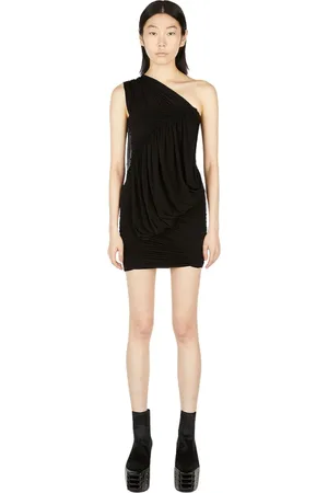 Rick Owens Kleedjes, Dames, Zwart, S, Edfu Draped Mini Jurk
