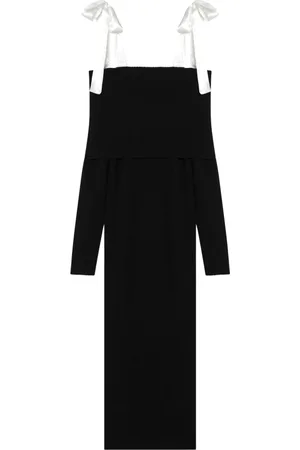 ROTATE Kleedjes, Dames, Zwart, S, Midi Jurk Met Strikken