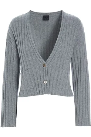 Bitte Kai Rand Truien, Dames, Grijs, L, Katoen, Klassieke Ribgebreide Cardigan Grijs Melange
