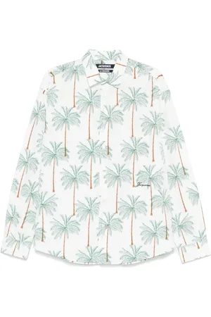 Jacquemus Overhemden, Heren, Wit, L, Overhemd met Grafische Print en Knopen
