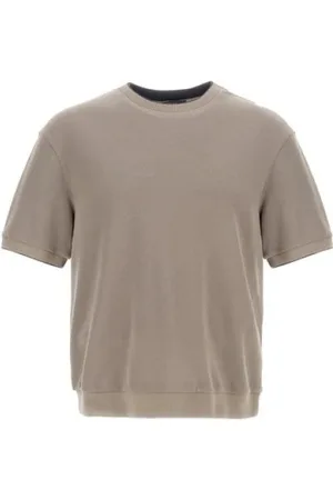HERNO Tops, Heren, Bruin, L, Katoen, T-shirt met ronde hals