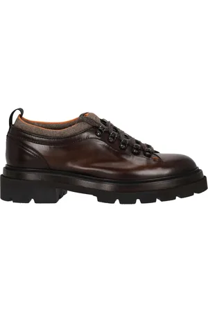 santoni Schoenen, Heren, Bruin, 43 EU, Leer, Bruine leren Alpine platte schoenen