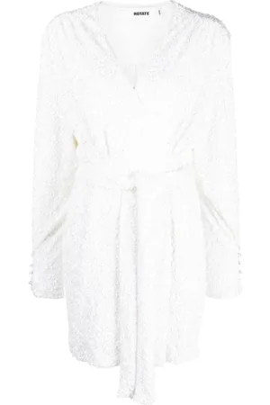 ROTATE Kleedjes, Dames, Wit, S, Polyester, Wikkeljurk