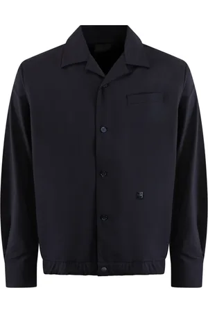 Givenchy Jassen, Heren, Blauw, L, Katoen, Stijlvol Overshirt met 4G Detail