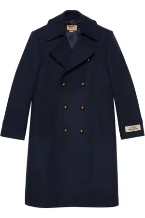 Gucci Mantels, Heren, Blauw, L, Wol, Double-Breasted Jas