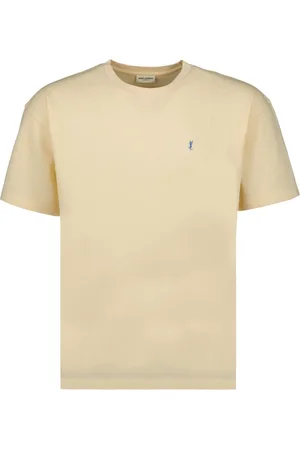 Saint Laurent Tops, Heren, , S, Katoen, T-shirt van katoen met korte mouwen en ronde hals