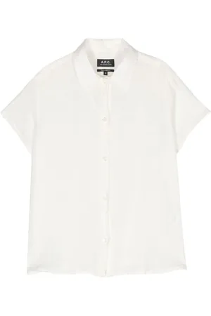 A.P.C. Blouses & Shirts, Dames, Wit, M, Linnen, Witte Linnen Overhemd