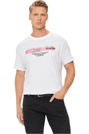 Guess Tops, Heren, Wit, XL, Katoen, Katoenen Regular Print T-Shirt