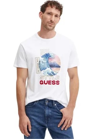 Guess Tops, Heren, Wit, XL, Katoen, Katoenen Regular Fit T-Shirt