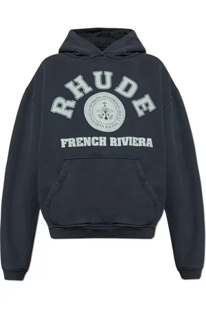 Rhude Sweatshirts & Hoodies, Heren, Grijs, S, Katoen, Logo Hoodie