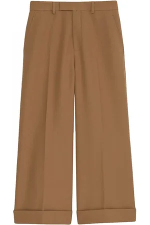 Gucci Broeken, Dames, Bruin, S, Polyester, Fluid Drill Broek