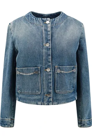 Givenchy Jassen, Dames, Blauw, M, Katoen, Crew-neck Jacket