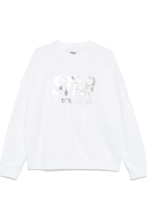 Golden Goose Sweatshirts & Hoodies, Dames, Wit, XS, Katoen, Witte Sweater met Logo Print