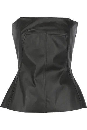 Rick Owens Tops, Dames, Zwart, M, Katoen, Zwarte zwarte katoenen top met rechte halslijn