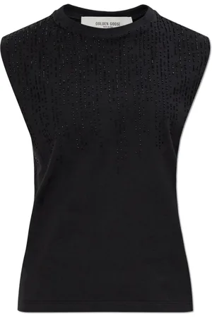 Golden Goose Tops, Dames, Zwart, S, Katoen, Top met kralen