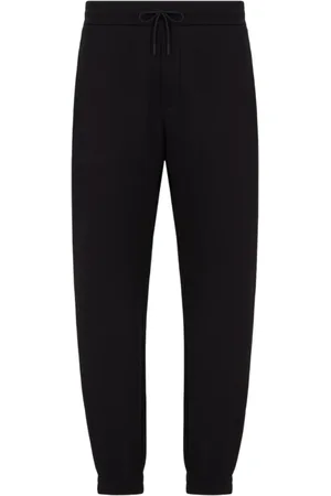 Emporio Armani Broeken, Heren, Zwart, S, Zwarte Trekkoord Taille Broek Logo