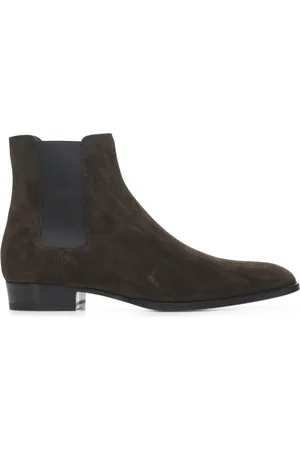 Saint Laurent Schoenen, Heren, Bruin, 42 EU, Leer, Bruine leren slip-on blokhak