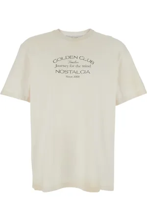 Golden Goose Tops, Heren, Wit, M, Katoen, Wit Logo Print Crewneck T-Shirt Katoen