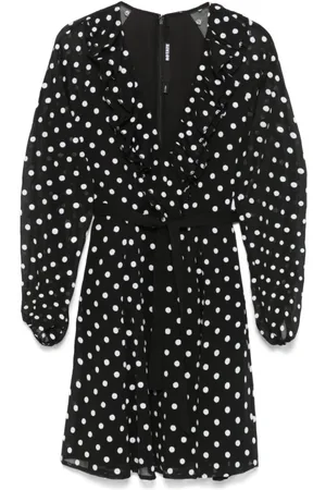 ROTATE Kleedjes, Dames, Zwart, S, Chiffon, Zwarte Chiffon Jurk met Ruches