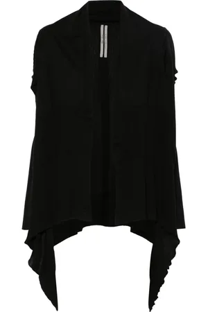 Rick Owens Truien, Dames, Zwart, S, Wol, Gebreide wollen trui met knoopdetail