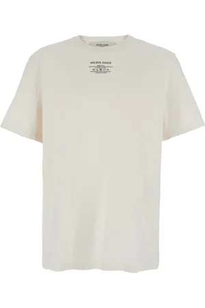 Golden Goose Tops, Heren, Wit, M, Katoen, Wit Logo Detail Crewneck T-Shirt