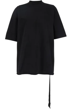 Rick Owens Tops, Heren, Zwart, L, Katoen, Zwart Oversized Band Crewneck T-Shirt
