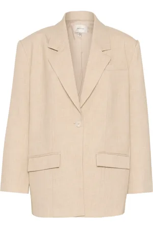 Gestuz Jassen, Dames, , L, Polyester, Oversized Blazer Light Sand Melange