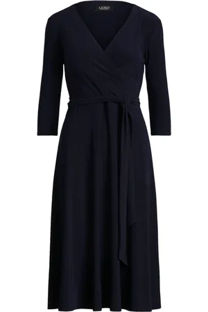 Ralph Lauren Kleedjes, Dames, Blauw, XL, Polyester, Marineblauwe Jersey Overjurk
