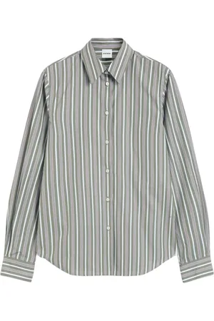 Aspesi Blouses & Shirts, Dames, Groen, M, Katoen, Gestreept katoen poplin overhemd