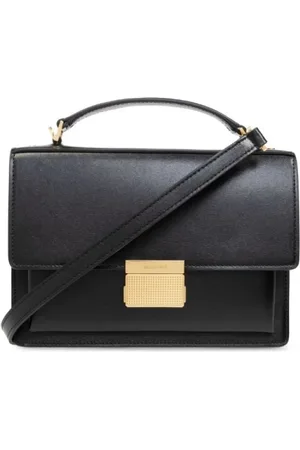 Golden Goose Tassen, Dames, Zwart, ONE Size, Leer, Venice Zwarte Tas met Gouden Details