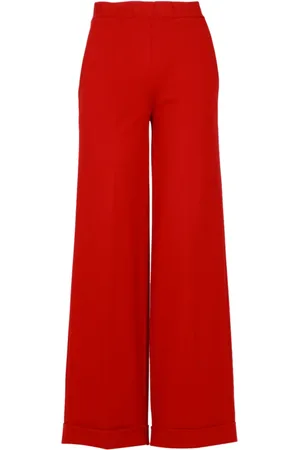 SEMICOUTURE Broeken, Dames, Rood, L, Rode Milan Steek Wijde Pijp Broek
